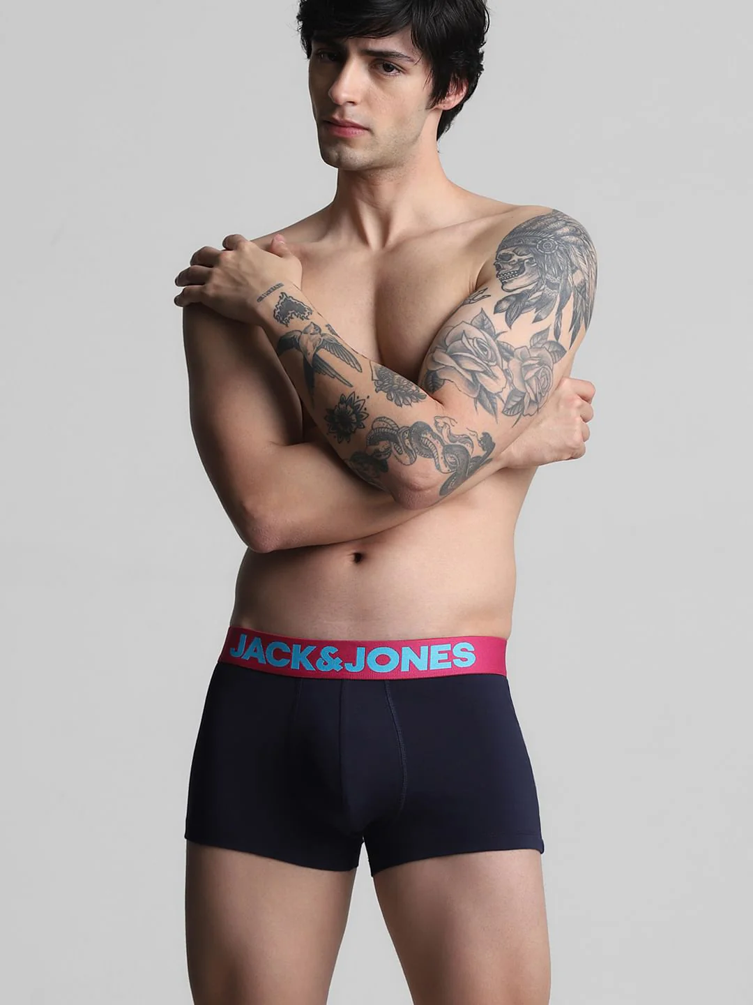 Pack Of 2 Blue & Grey Logo Print Trunks - Image 7