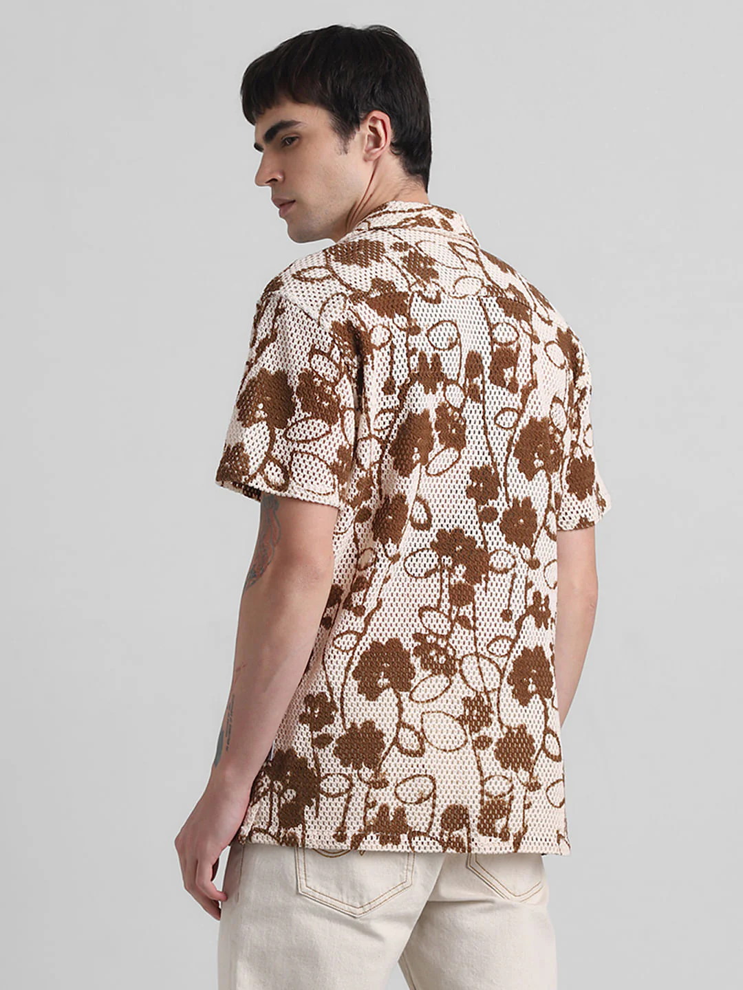 Brown Printed Short Sleeves Shirt - Image 4