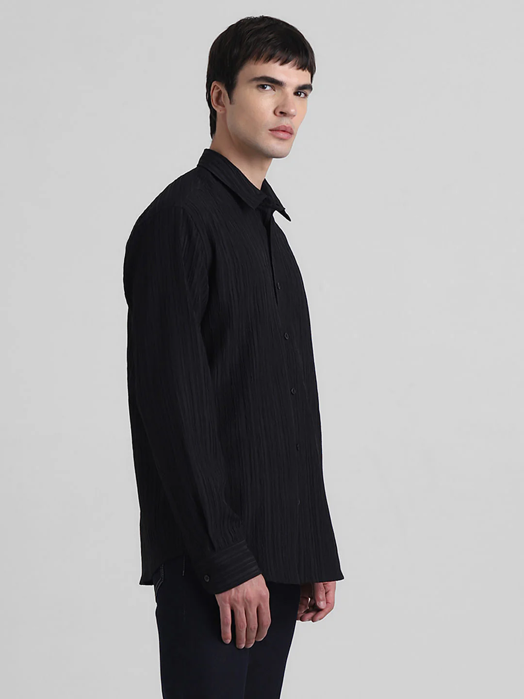 Black Crinkle Weave Shirt - Image 3