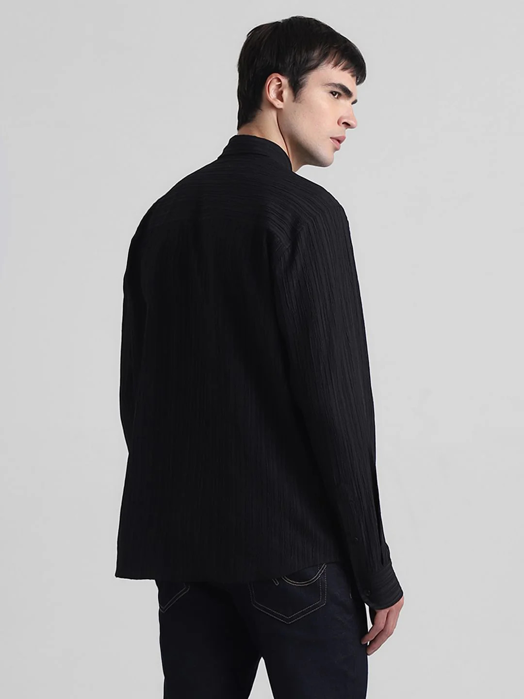 Black Crinkle Weave Shirt - Image 4