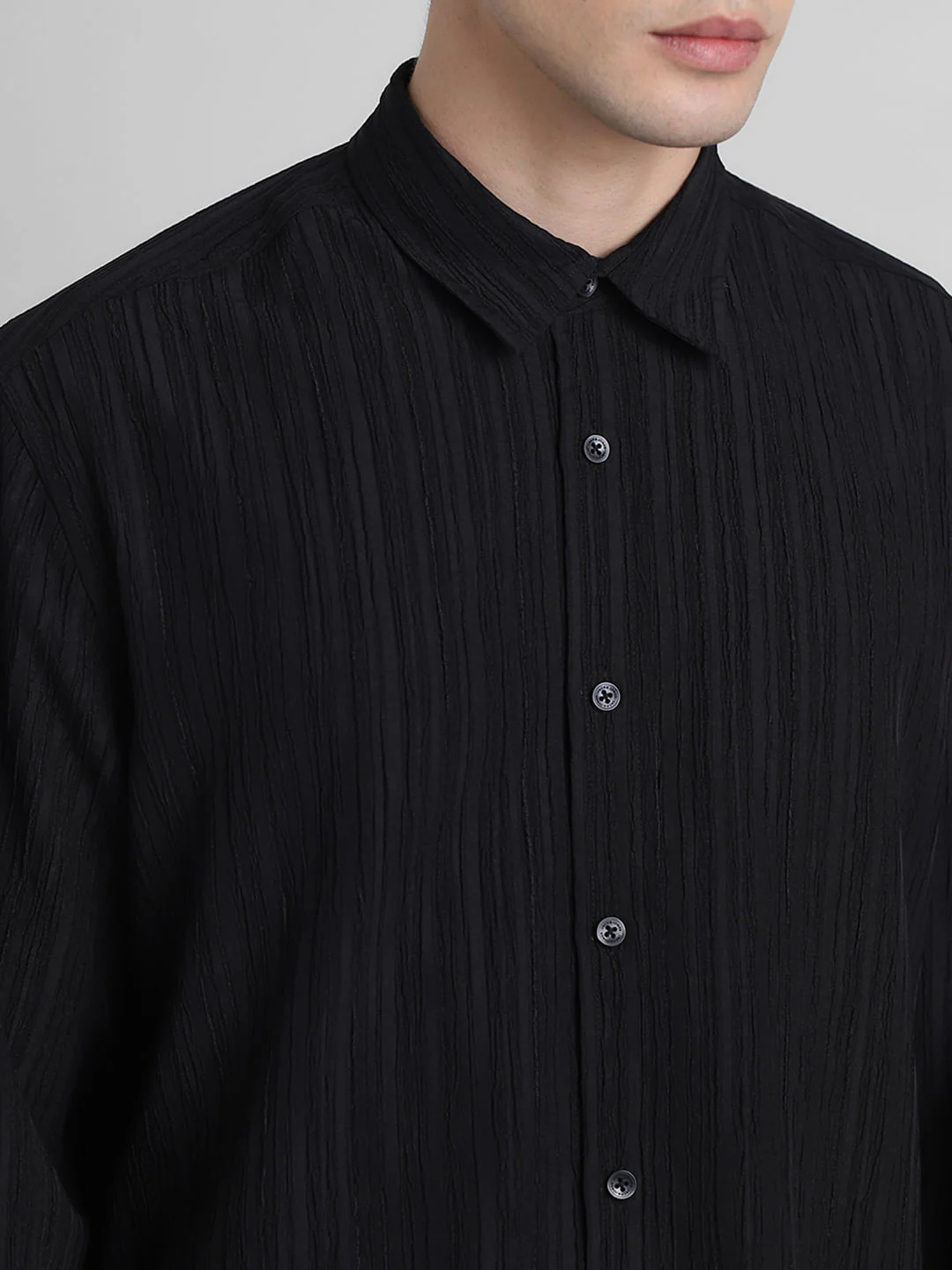 Black Crinkle Weave Shirt - Image 5