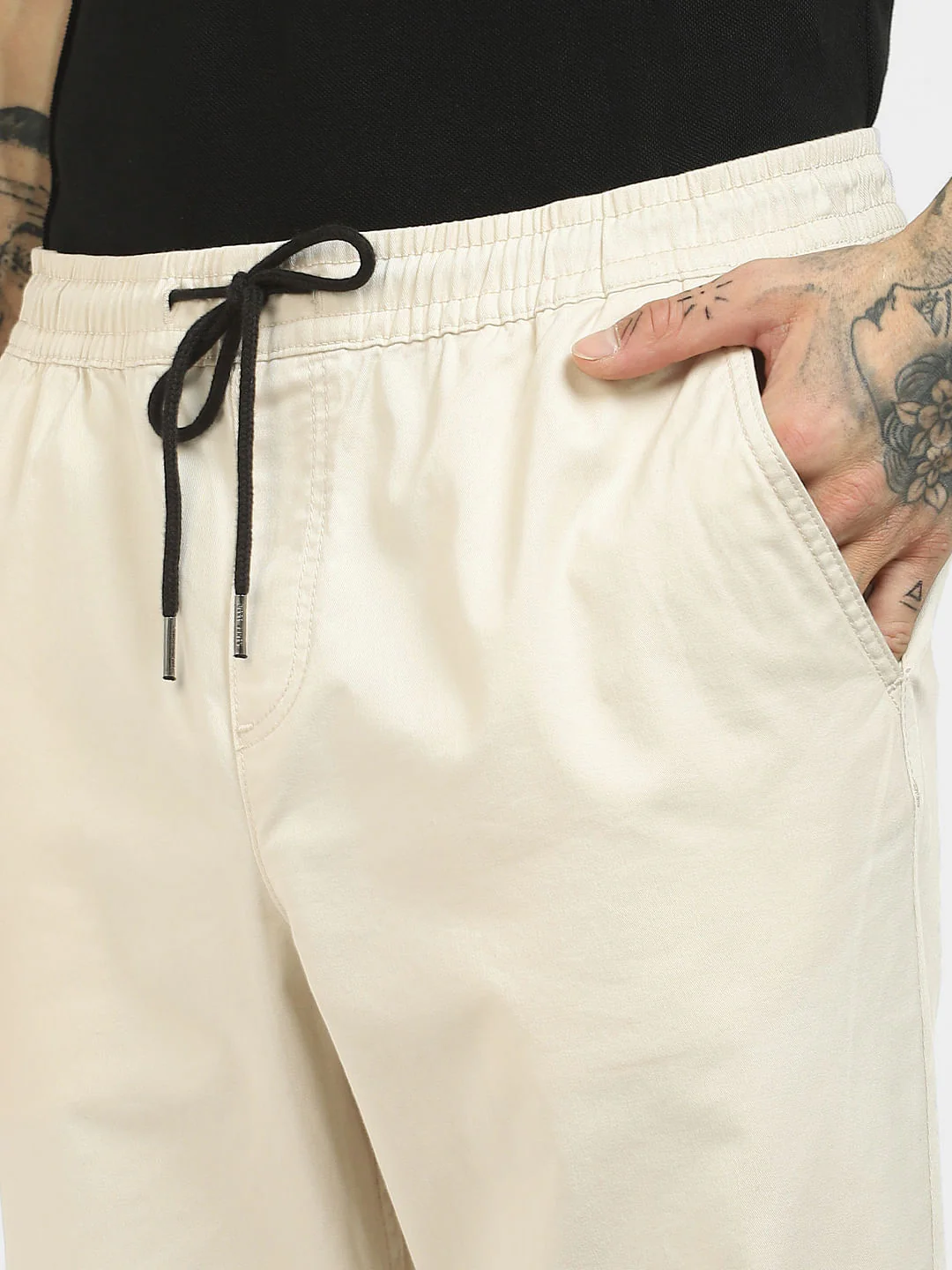 Beige Low Rise Cotton Pants - Image 5