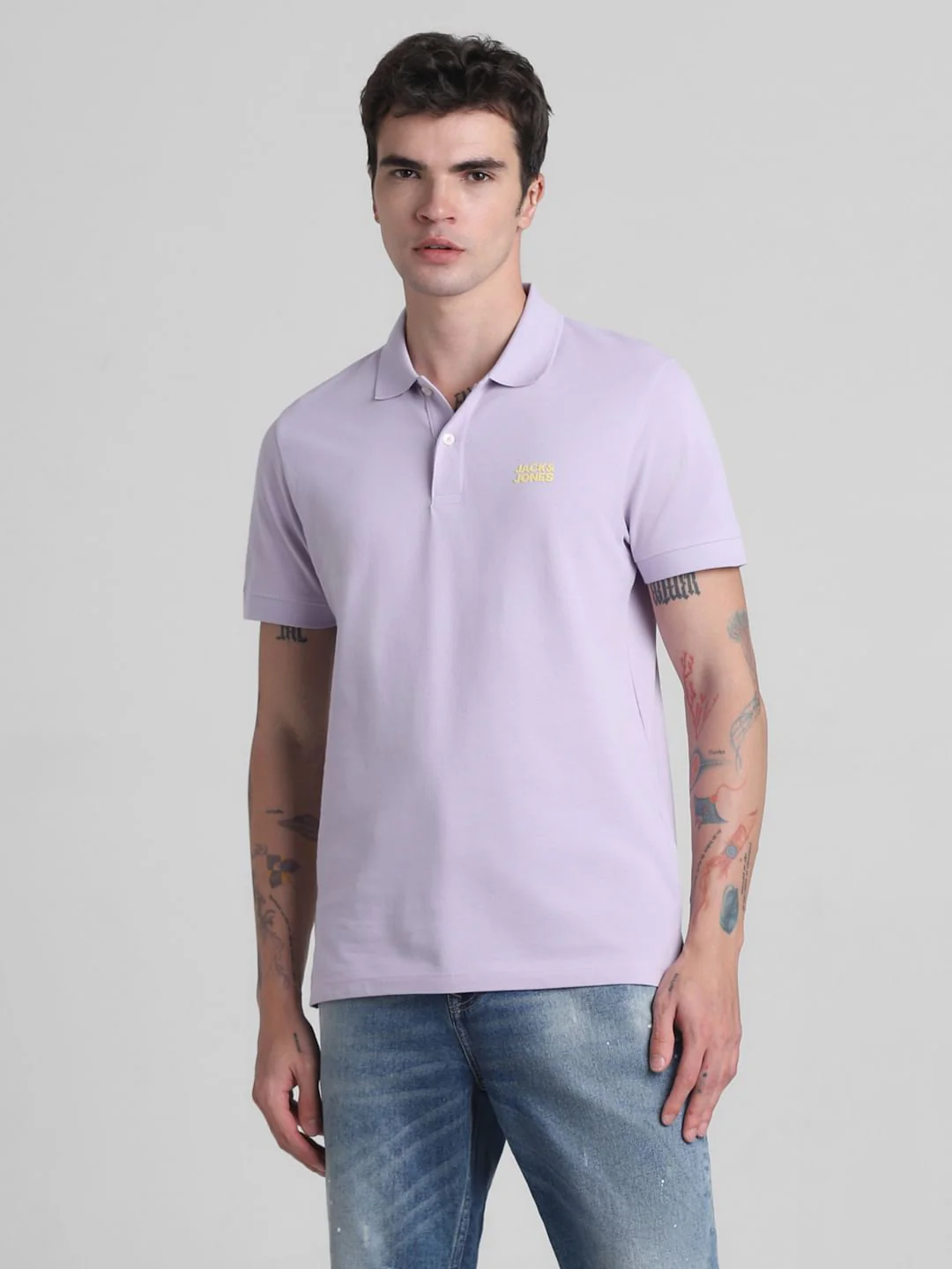 Lilac Cotton Polo T-Shirt - Image 2