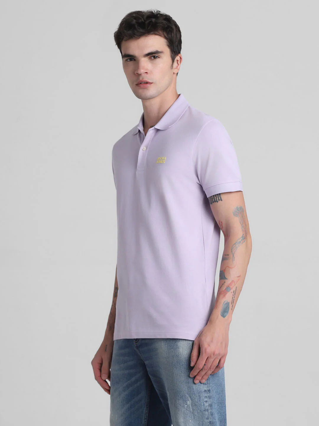 Lilac Cotton Polo T-Shirt - Image 3