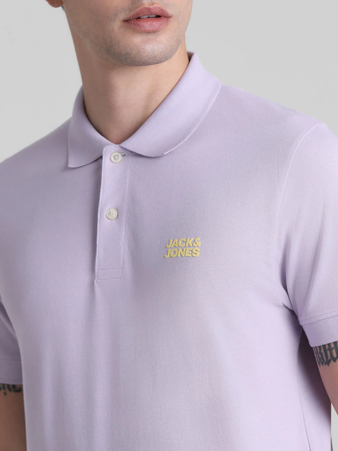 Lilac Cotton Polo T-Shirt - Image 5