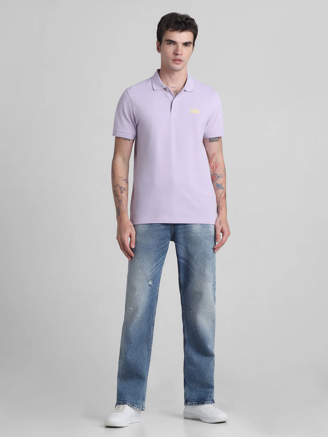 Lilac Cotton Polo T-Shirt - Image 6