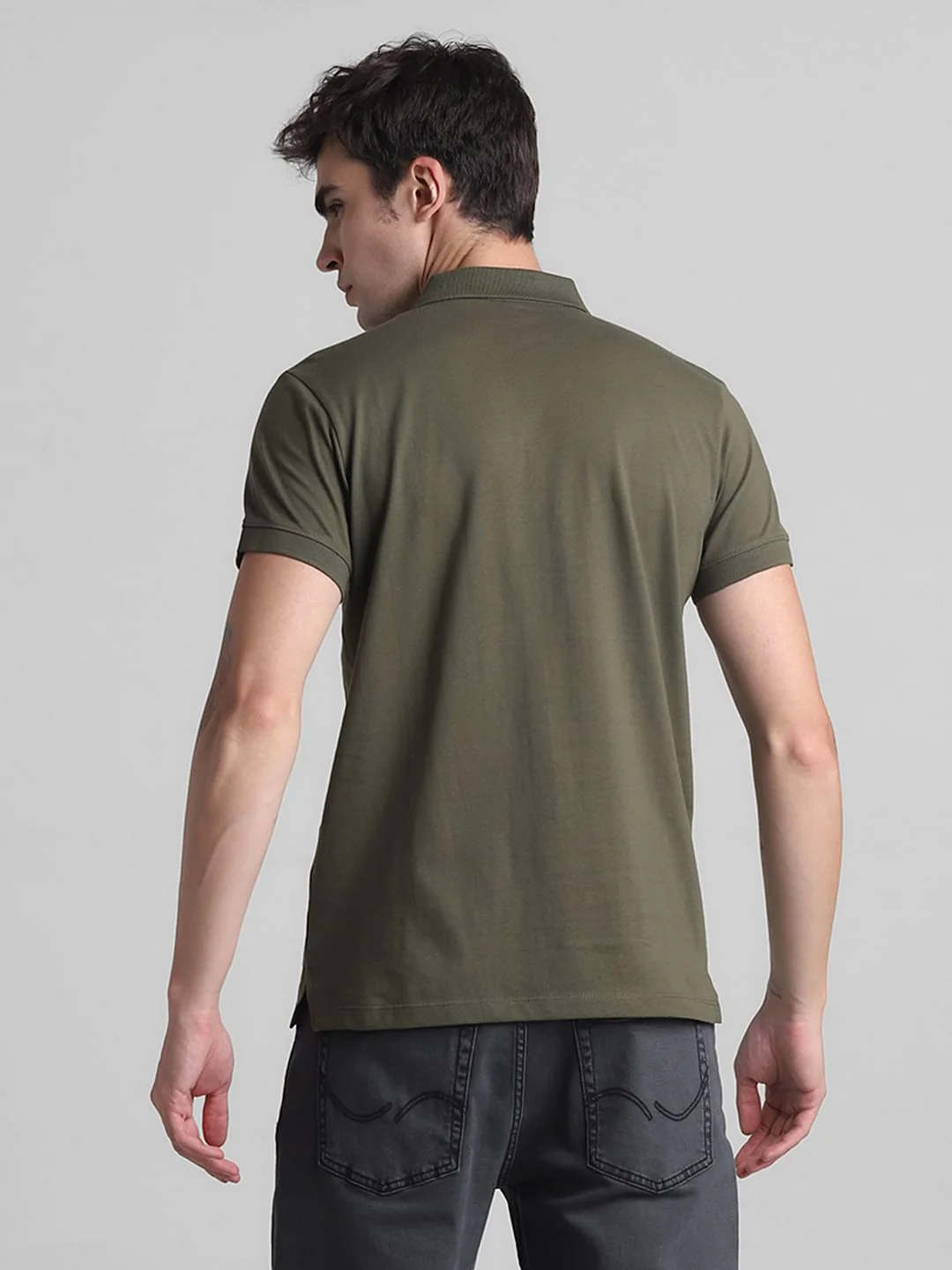 Olive Zip Detail Polo T-shirt - Image 4