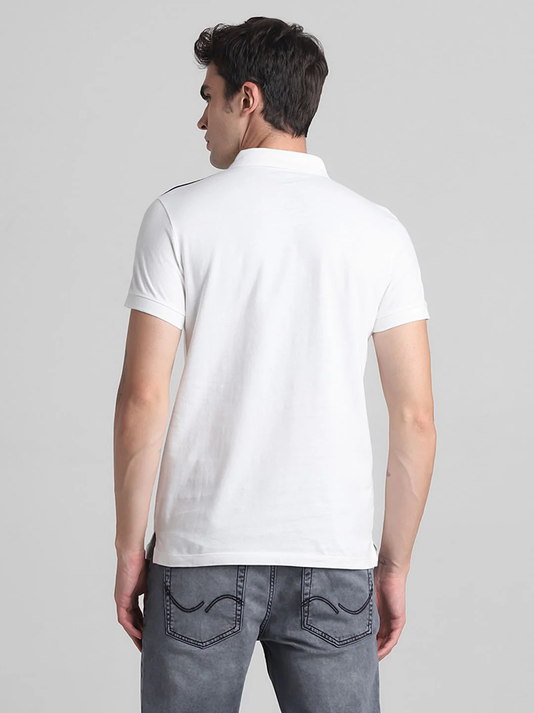 White Zip Detail Polo T-shirt - Image 4