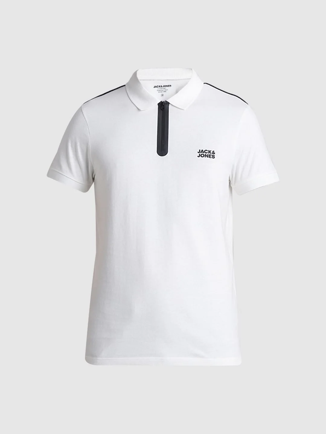 White Zip Detail Polo T-shirt - Image 7