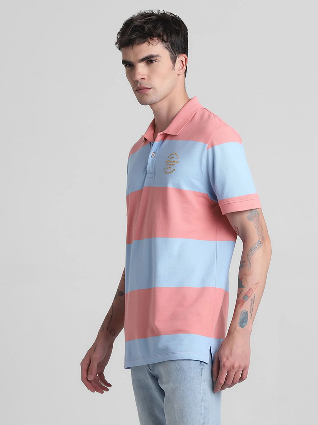Blue Colourblocked Polo T-shirt - Image 3
