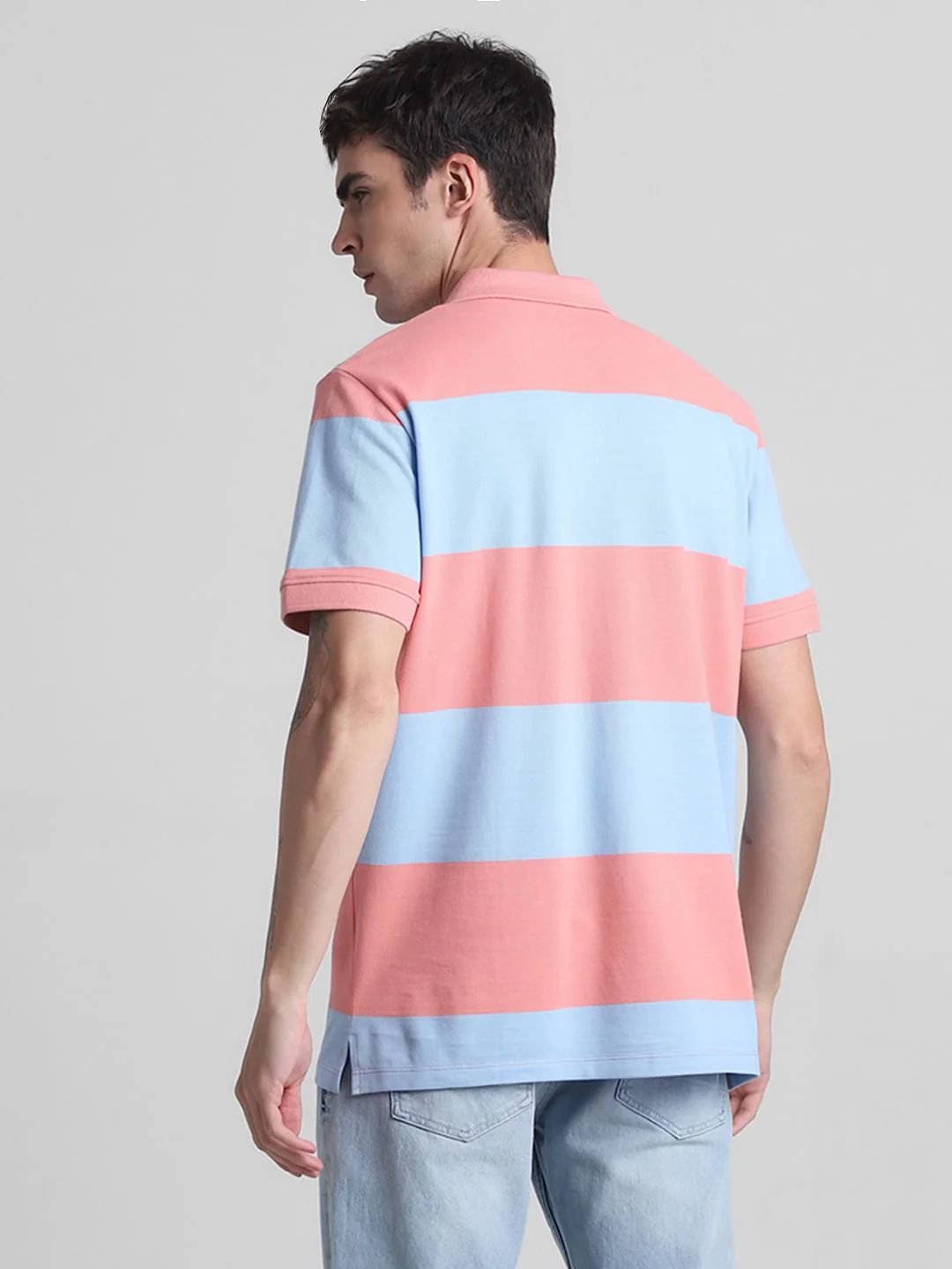 Blue Colourblocked Polo T-shirt - Image 4