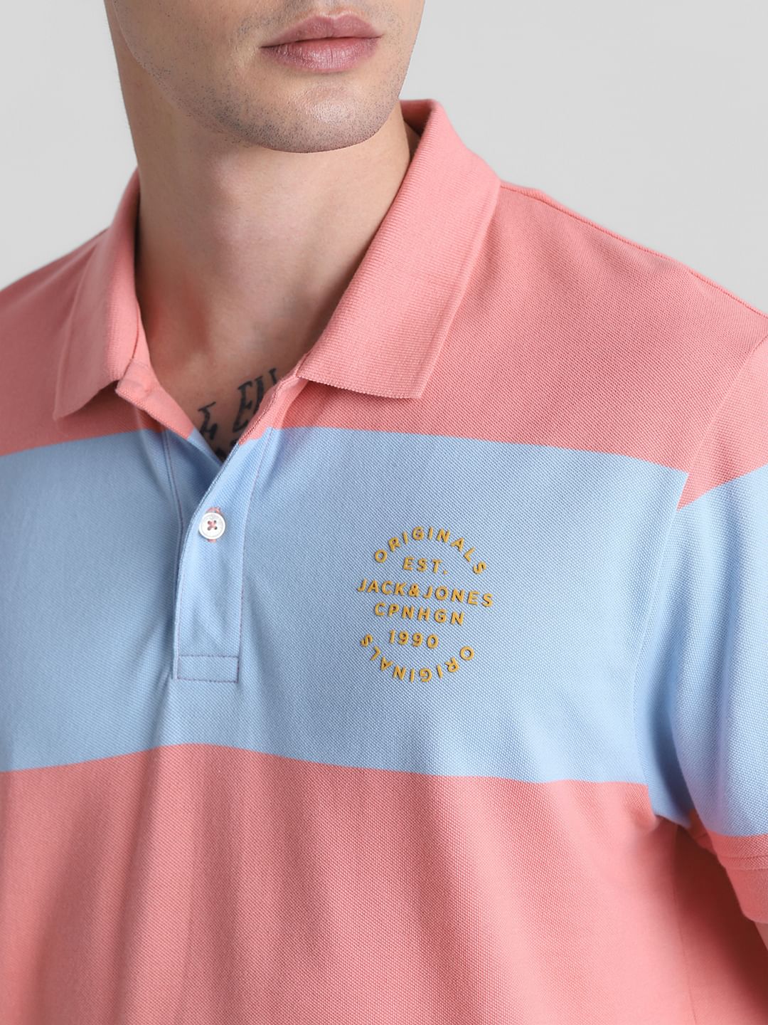 Blue Colourblocked Polo T-shirt - Image 5