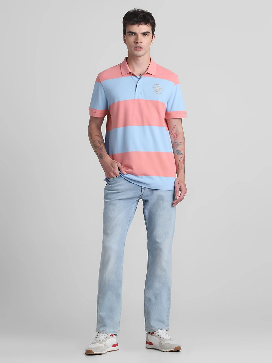 Blue Colourblocked Polo T-shirt - Image 6