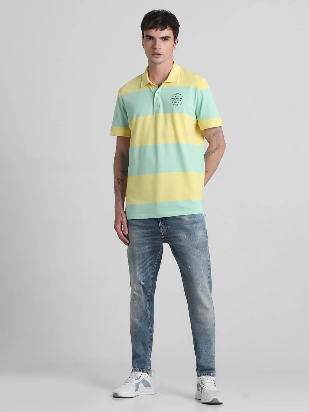 Light Green Colourblocked Polo T-shirt - Image 6