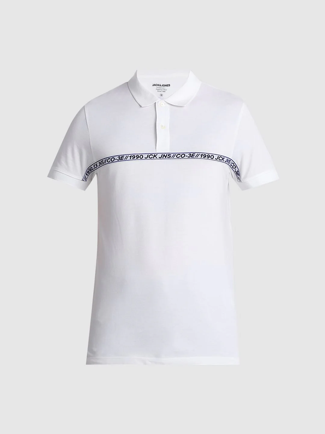 White Logo Tape Print Polo T-shirt - Image 7