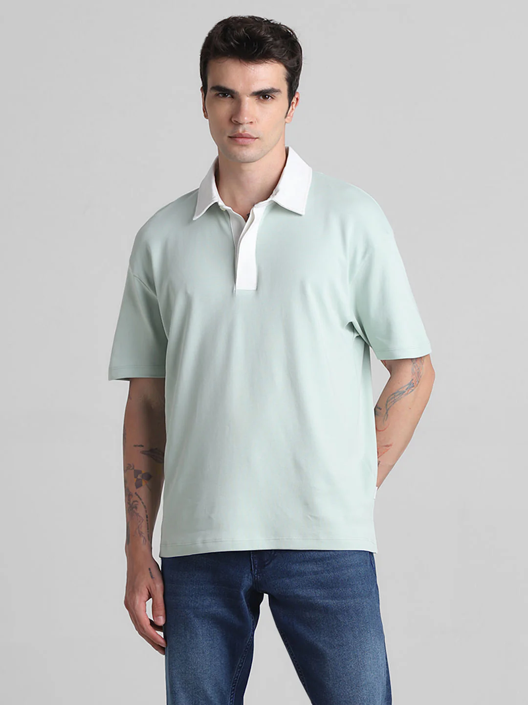 Green Cotton Oversized Polo T-shirt - Image 2