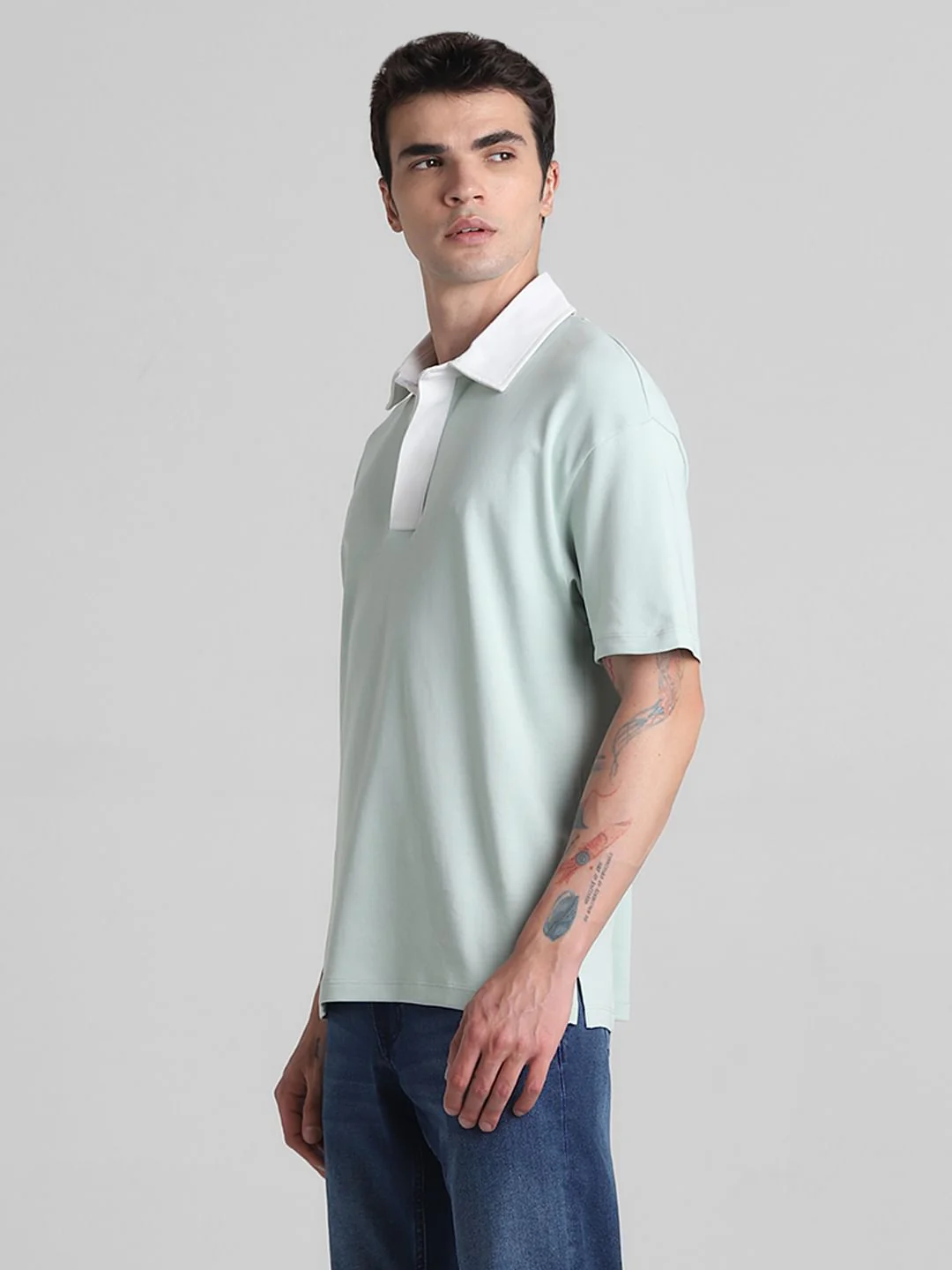 Green Cotton Oversized Polo T-shirt - Image 3
