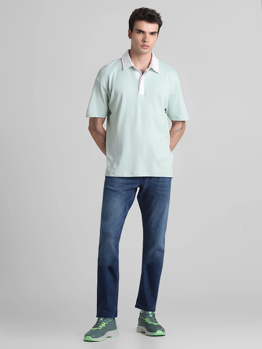 Green Cotton Oversized Polo T-shirt - Image 6