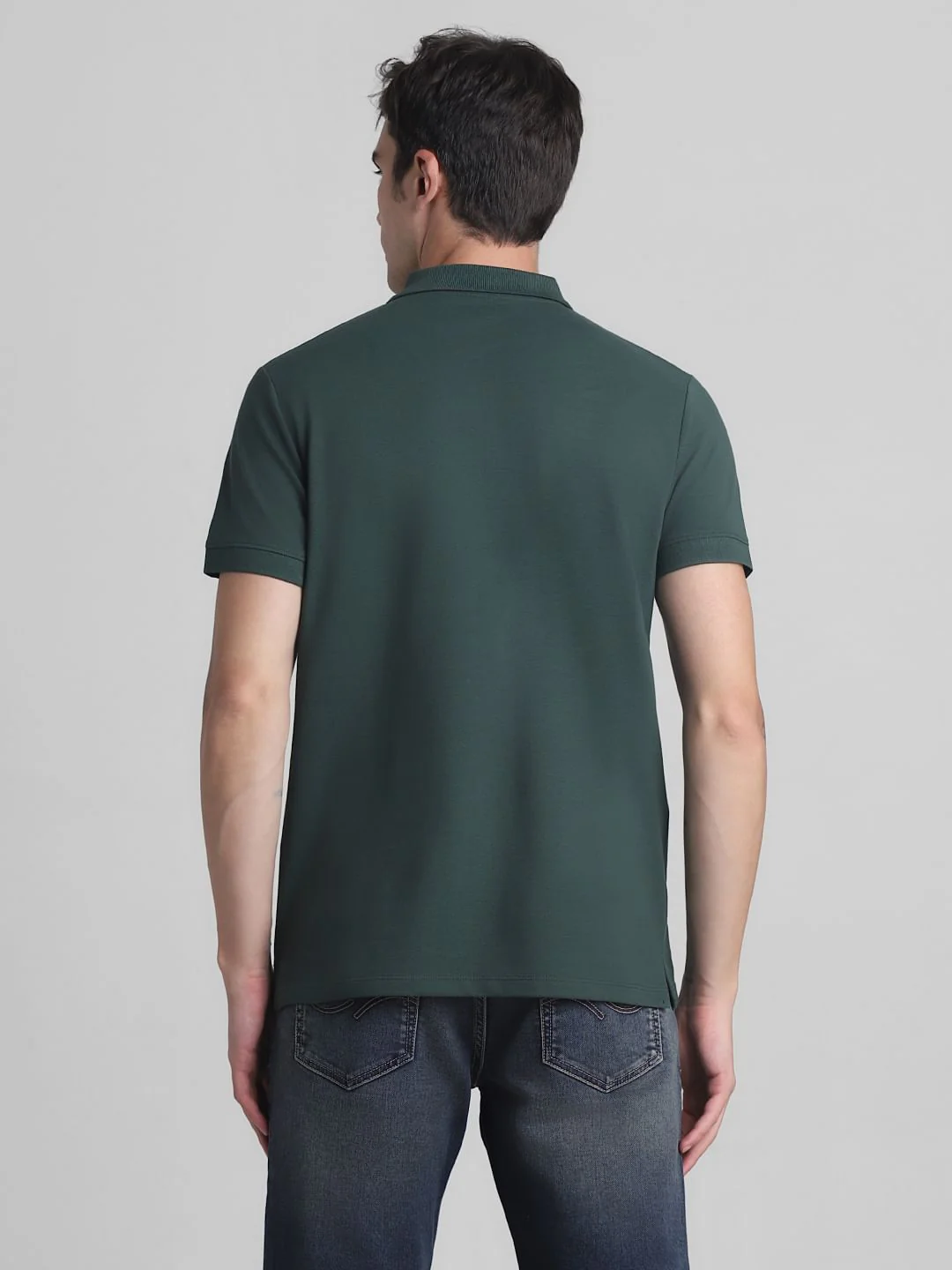 Green Colourblocked Contrast Tipping Polo - Image 4
