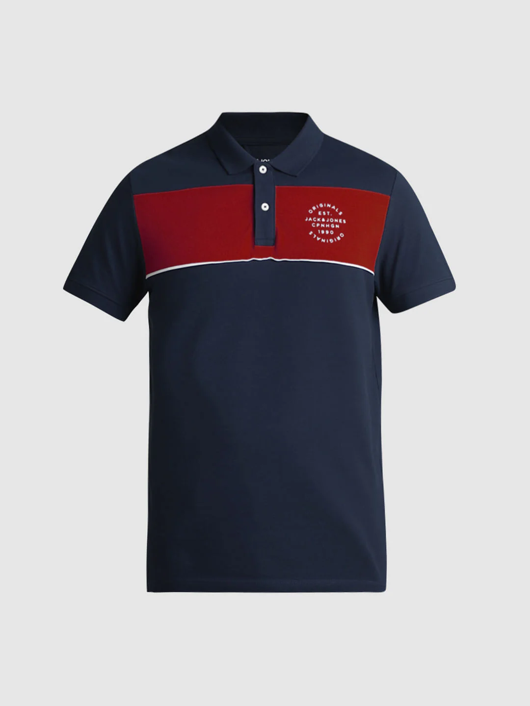 Red Colourblocked Contrast Tipping Polo - Image 7