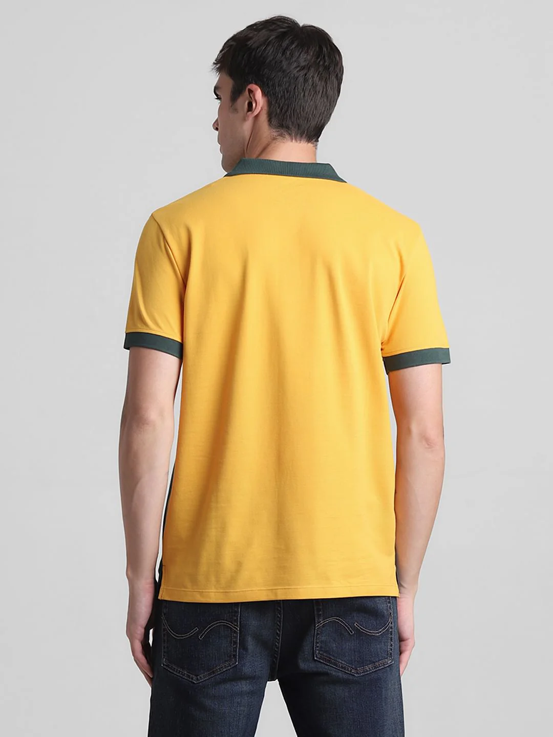 Yellow Colourblocked Cotton Polo T-shirt - Image 4
