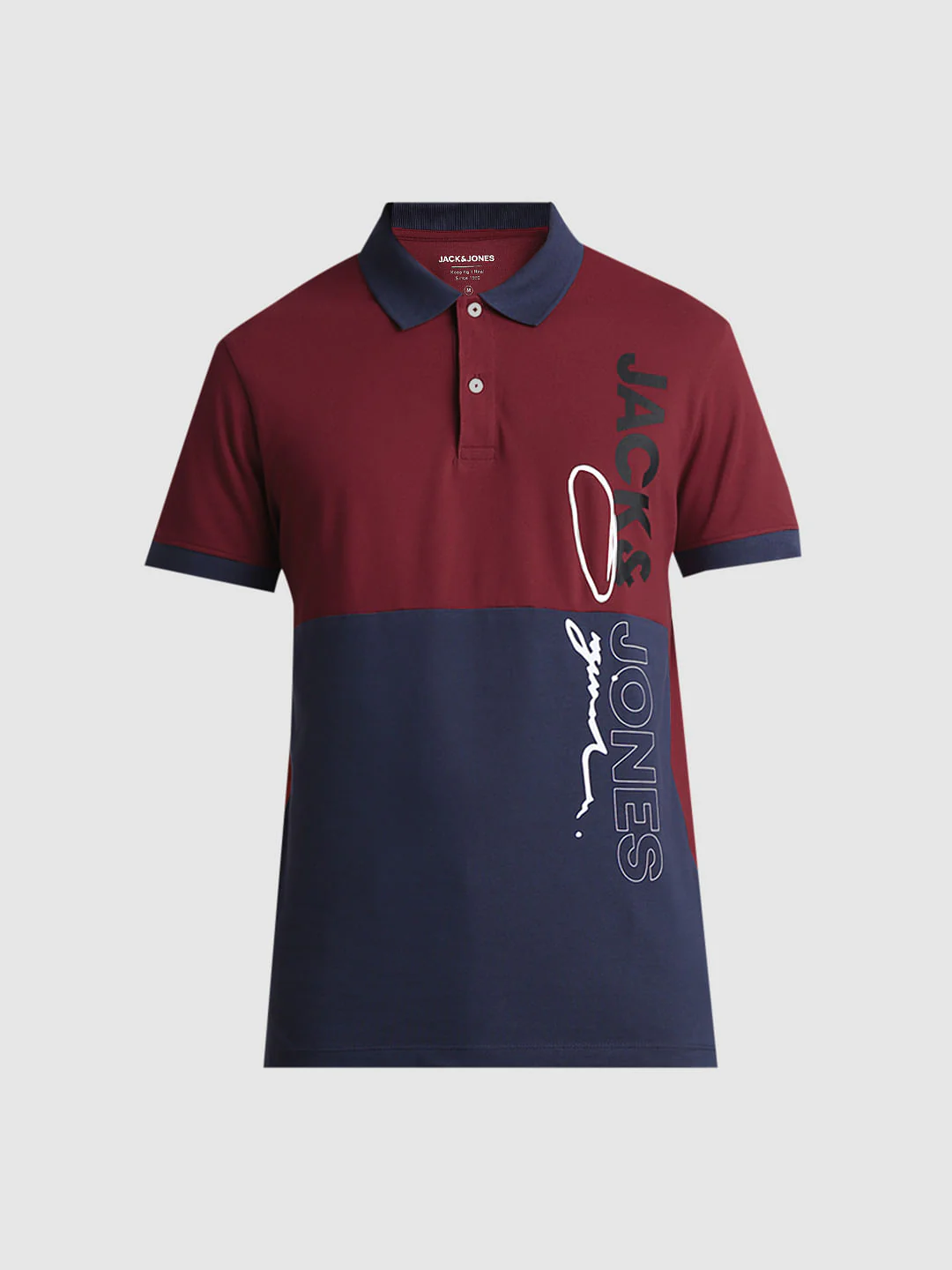 Red Colourblocked Cotton Polo T-shirt - Image 7