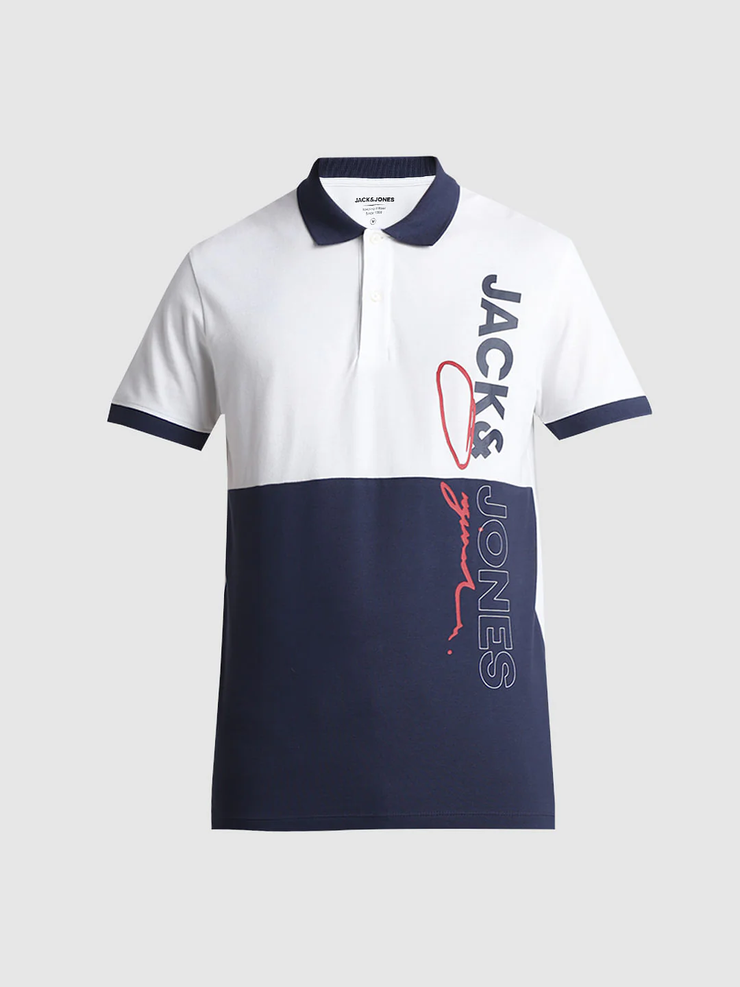 White Colourblocked Cotton Polo T-shirt - Image 7
