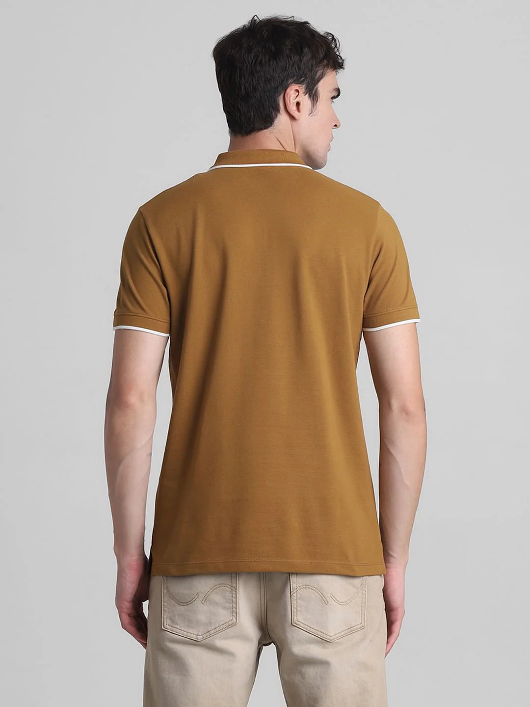 Brown Zip Detail Polo T-shirt - Image 4