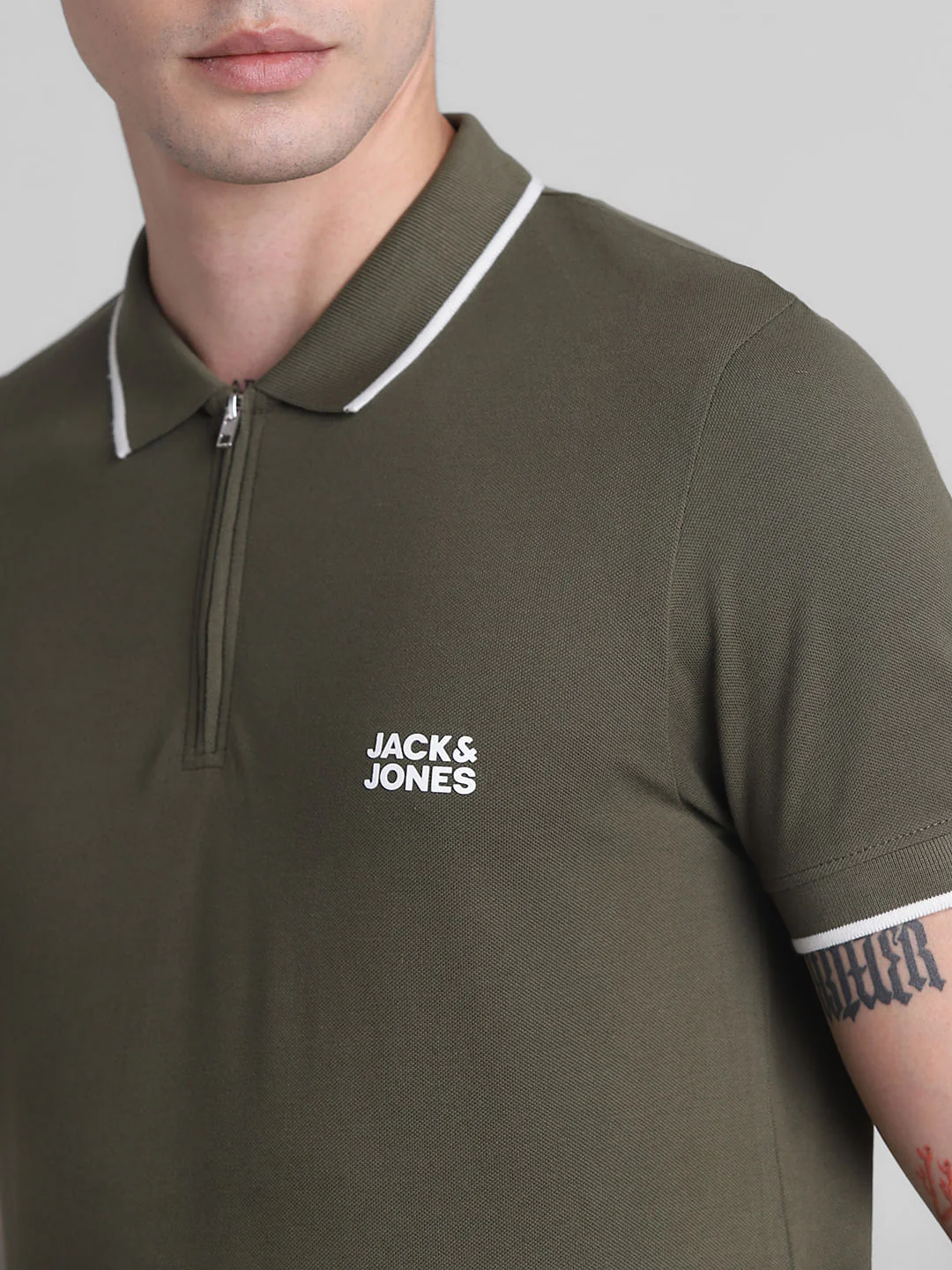 Green Zip Detail Polo T-shirt - Image 5