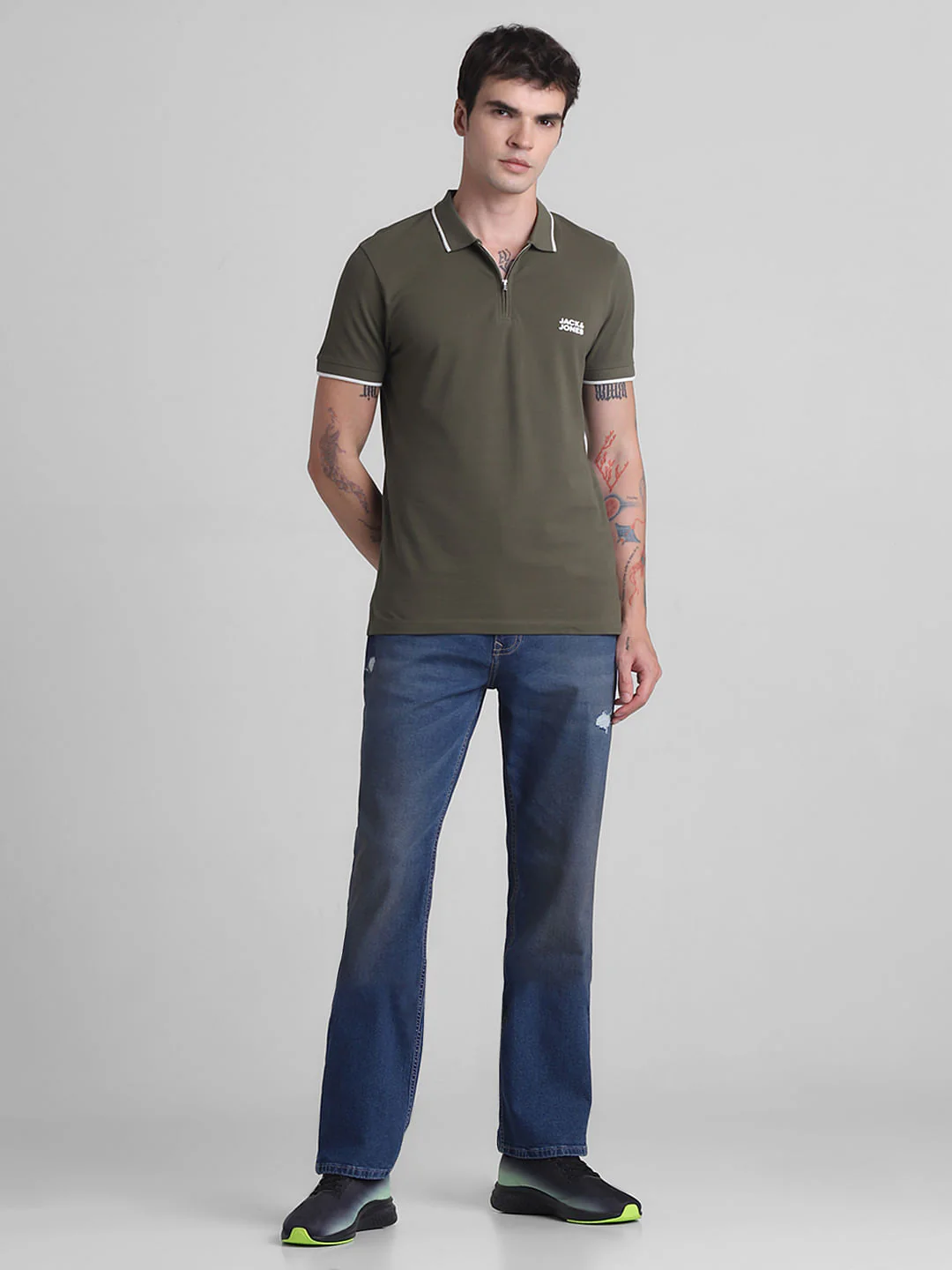 Green Zip Detail Polo T-shirt - Image 6