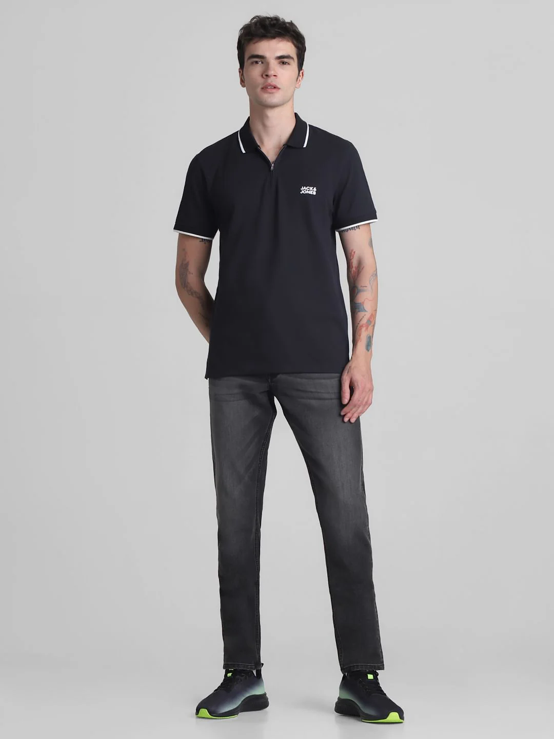Black Zip Detail Polo T-Shirt - Image 6