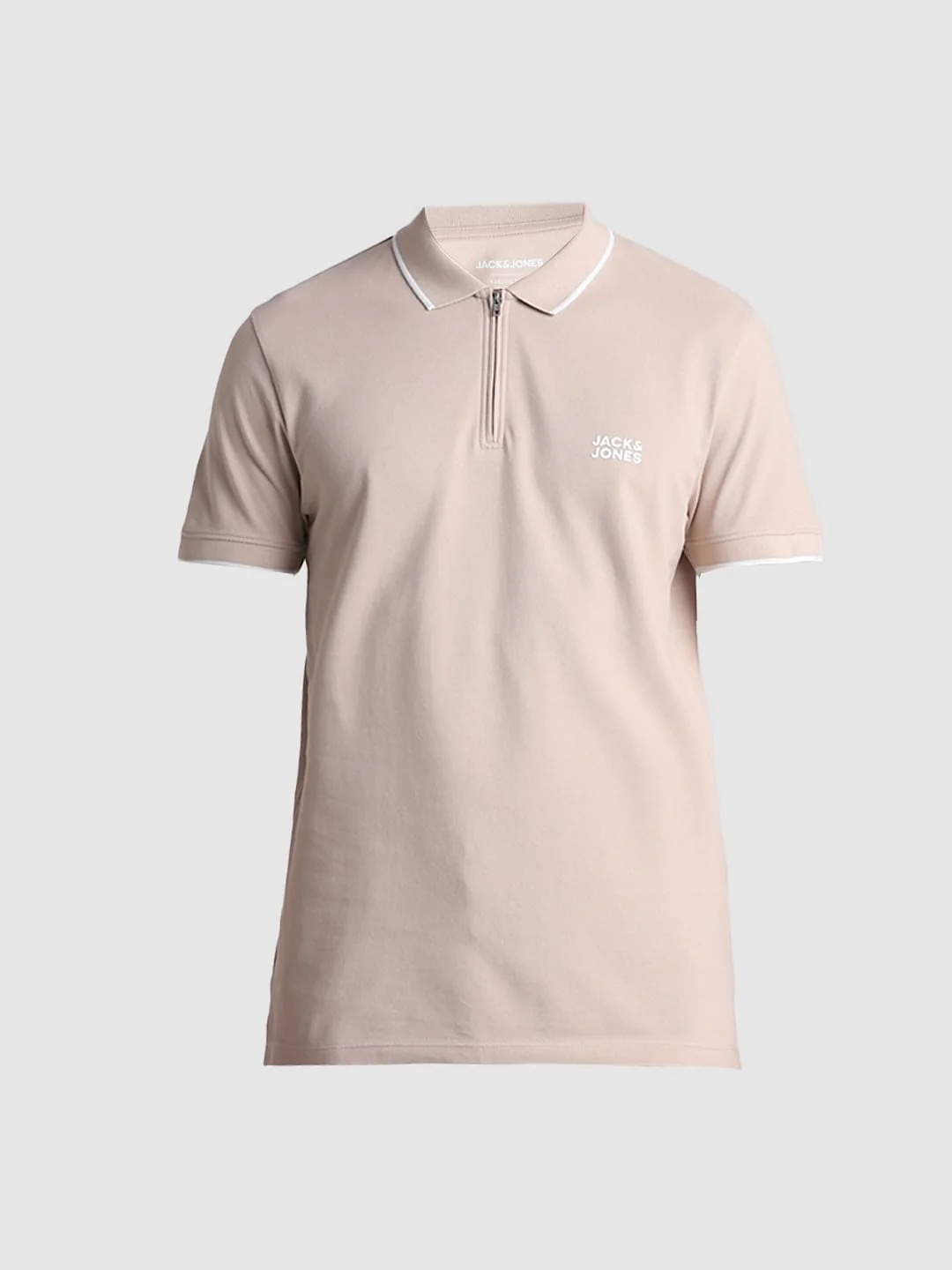 Light Brown Zip Detail Polo T-shirt - Image 7