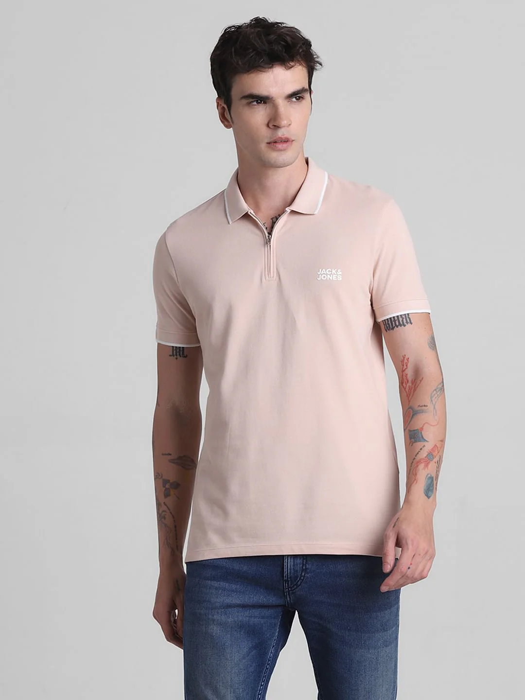 Pink Zip Detail Polo T-shirt - Image 2
