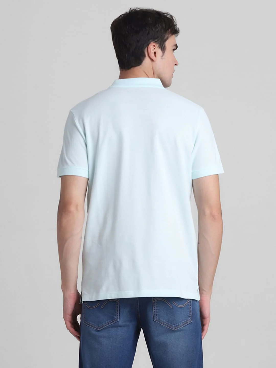 Blue Check Placket Polo T-shirt - Image 4