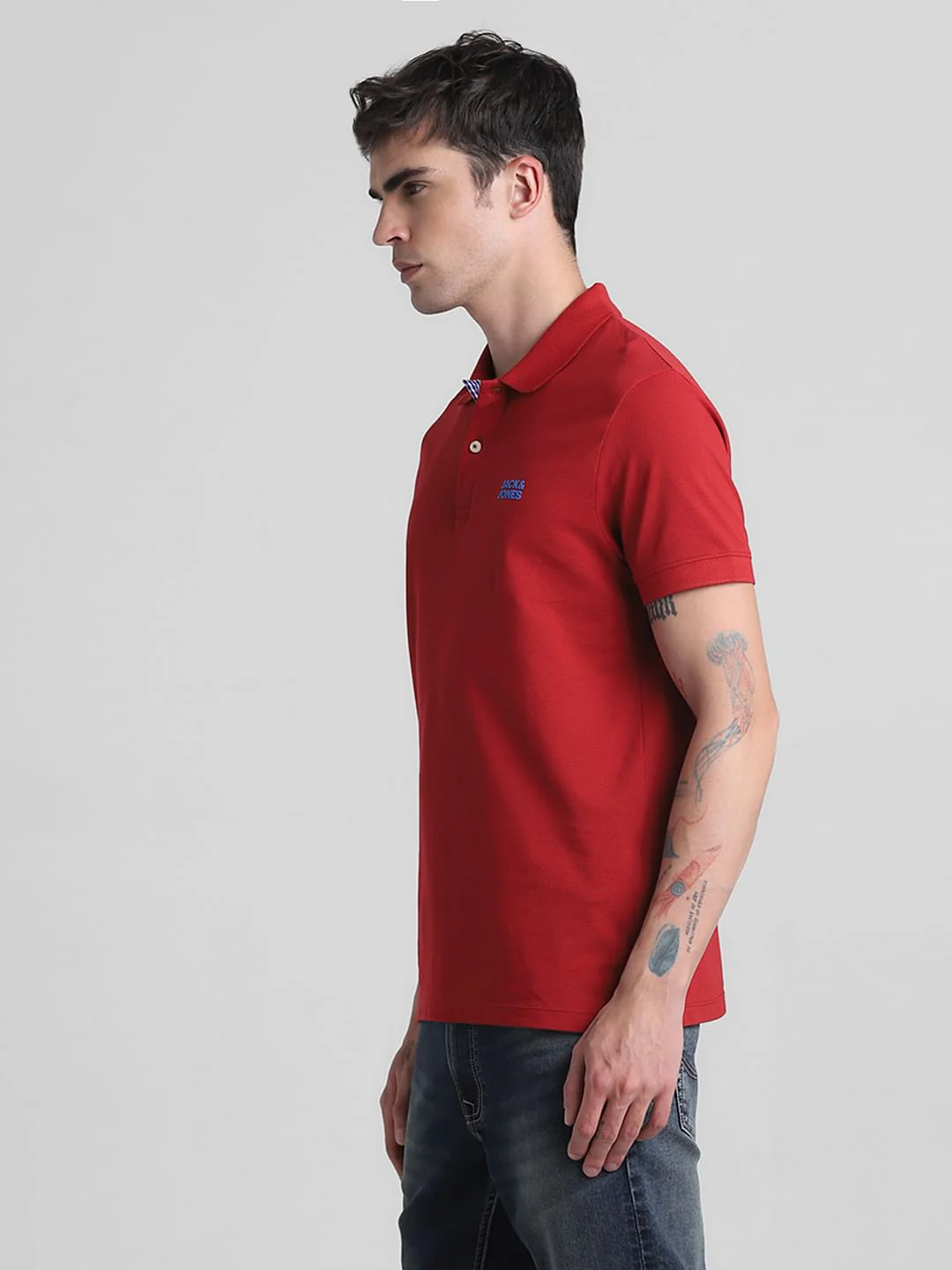 Red Cotton Polo T-shirt - Image 3