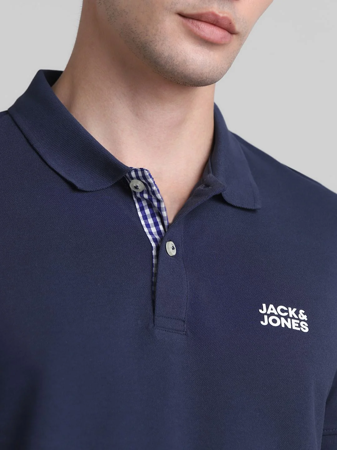 Blue Ribbed Sleeves Polo T-Shirt - Image 5