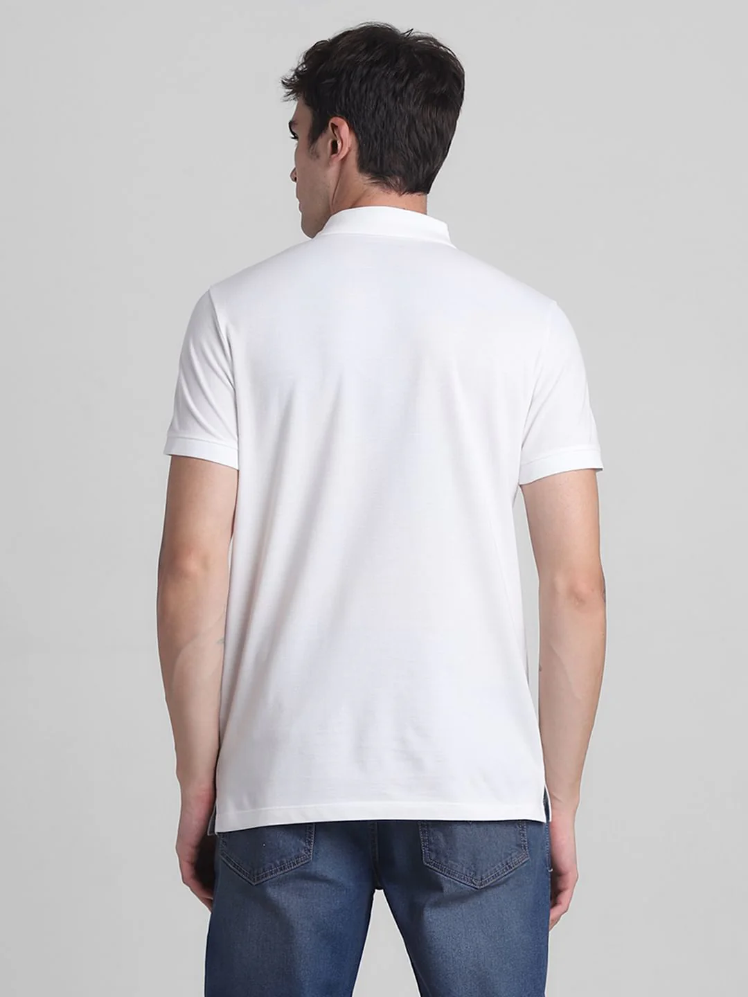 White Check Placket Polo T-shirt - Image 4