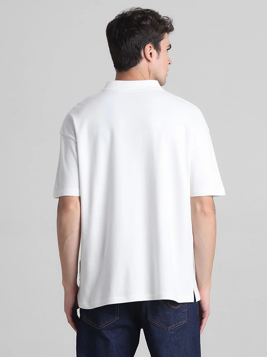 White Zip-Up Oversized Polo T-shirt - Image 4
