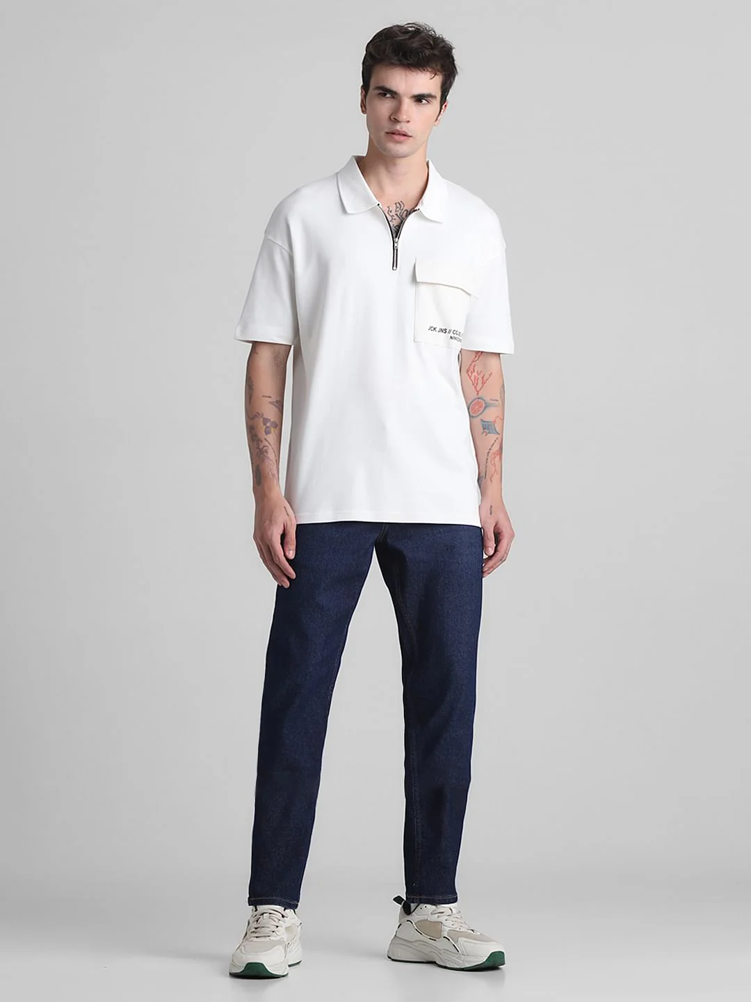 White Zip-Up Oversized Polo T-shirt - Image 6