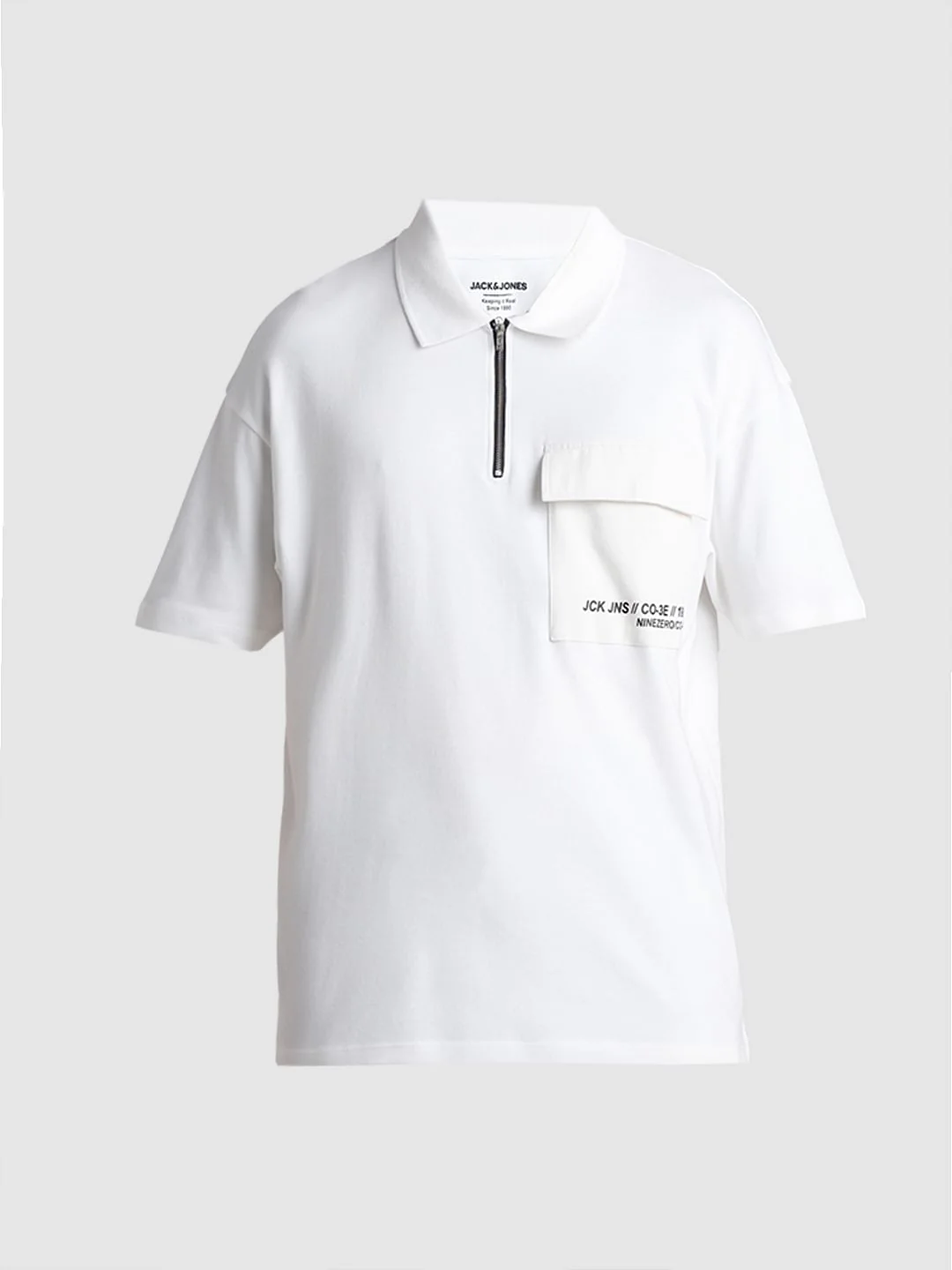 White Zip-Up Oversized Polo T-shirt - Image 7