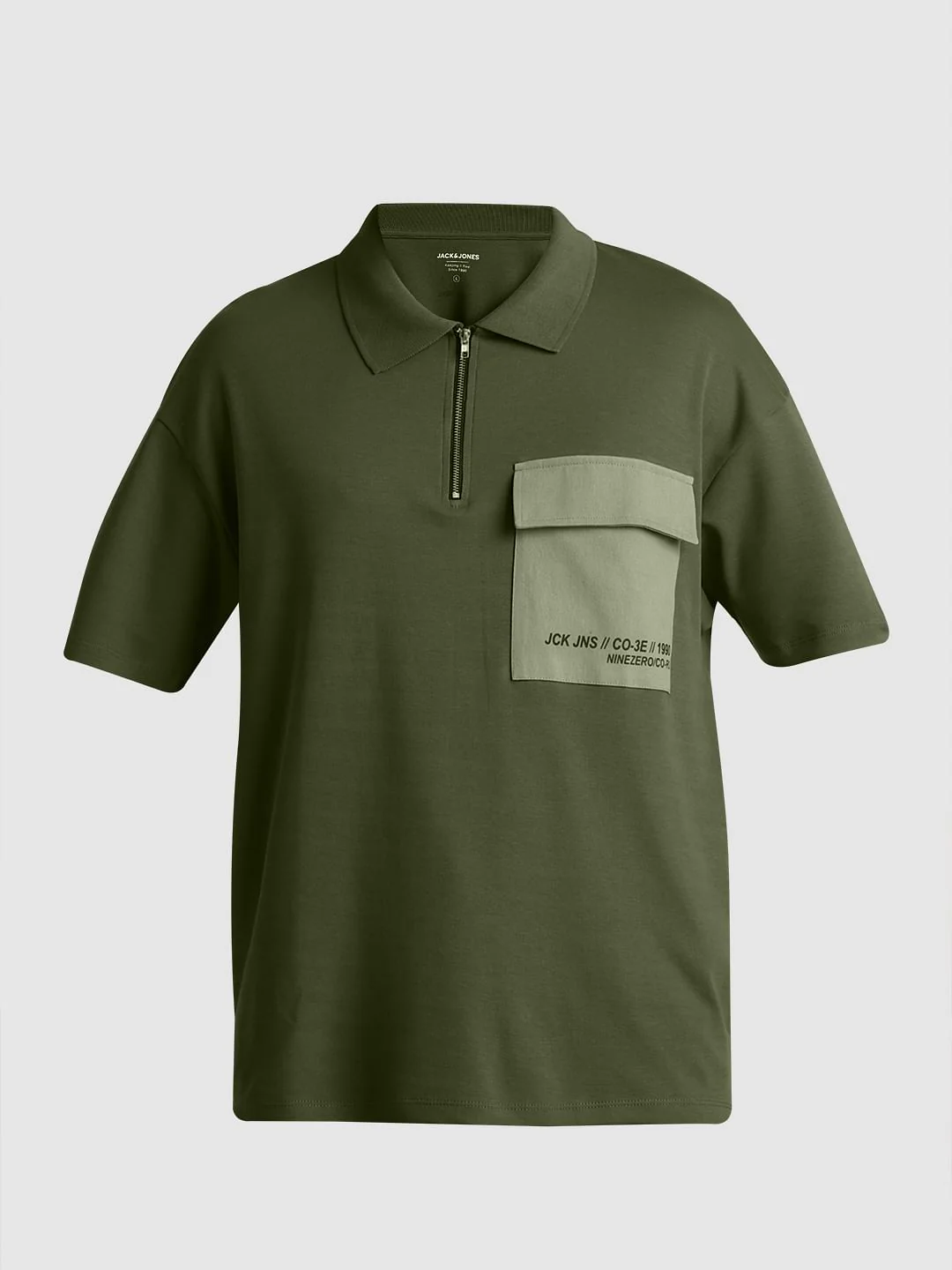 Green Zip-Up Oversized Polo T-shirt - Image 7