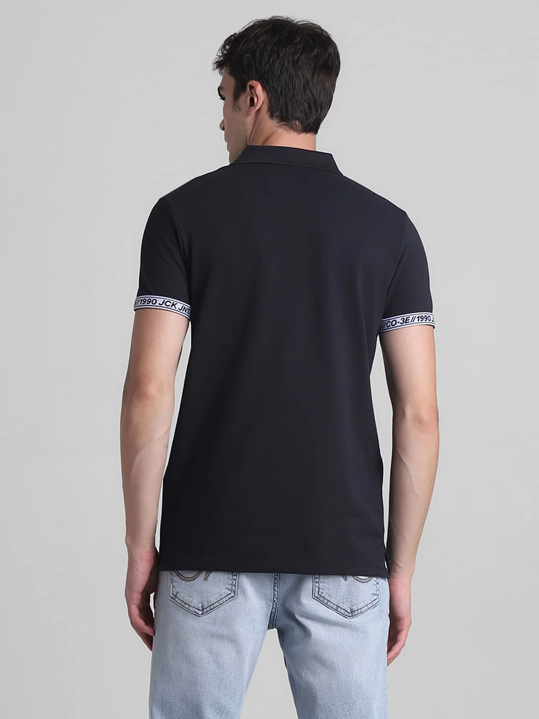 Black Logo Tape Print Polo T-shirt - Image 4