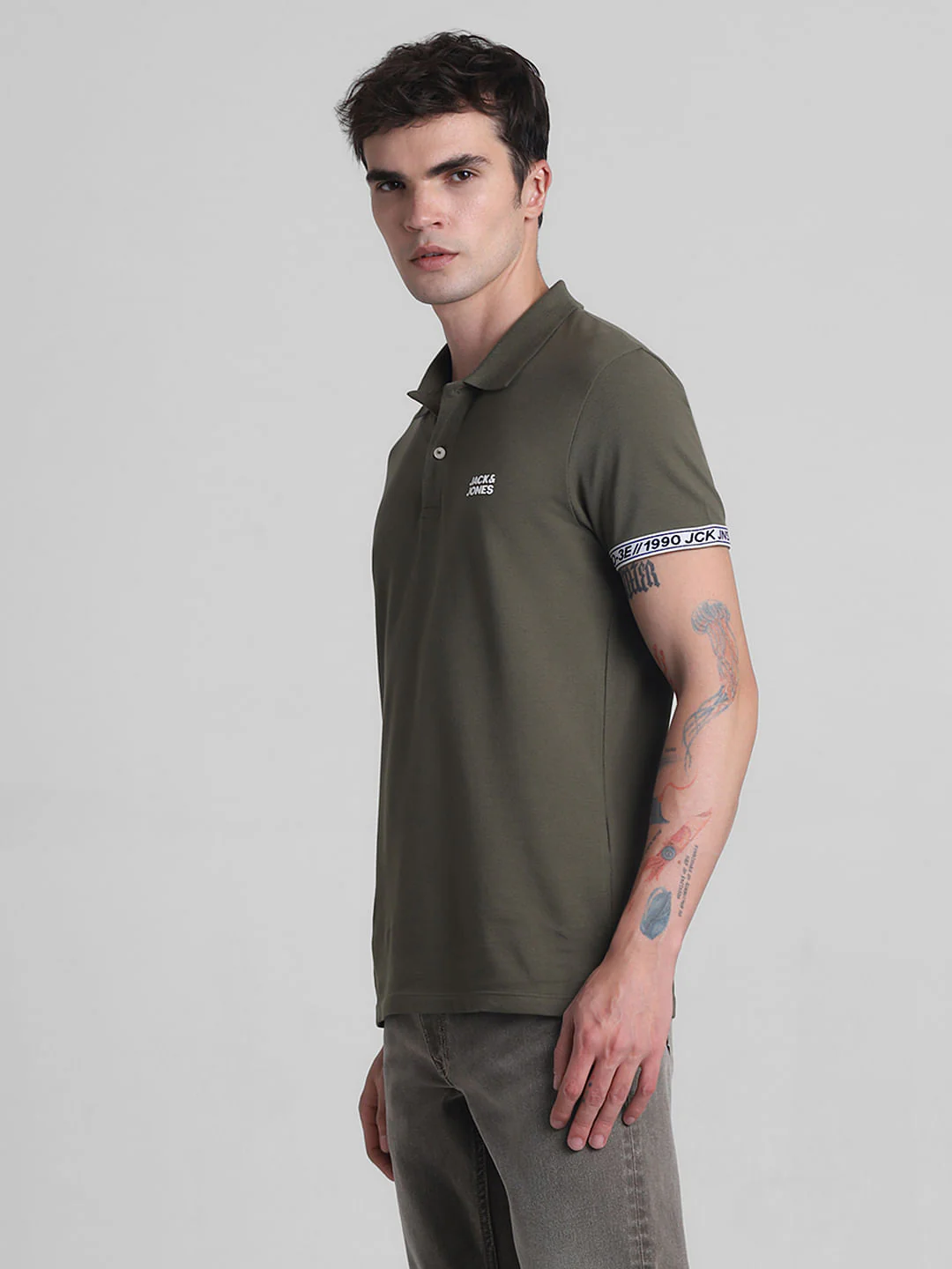 Green Logo Tape Print Polo T-shirt - Image 3
