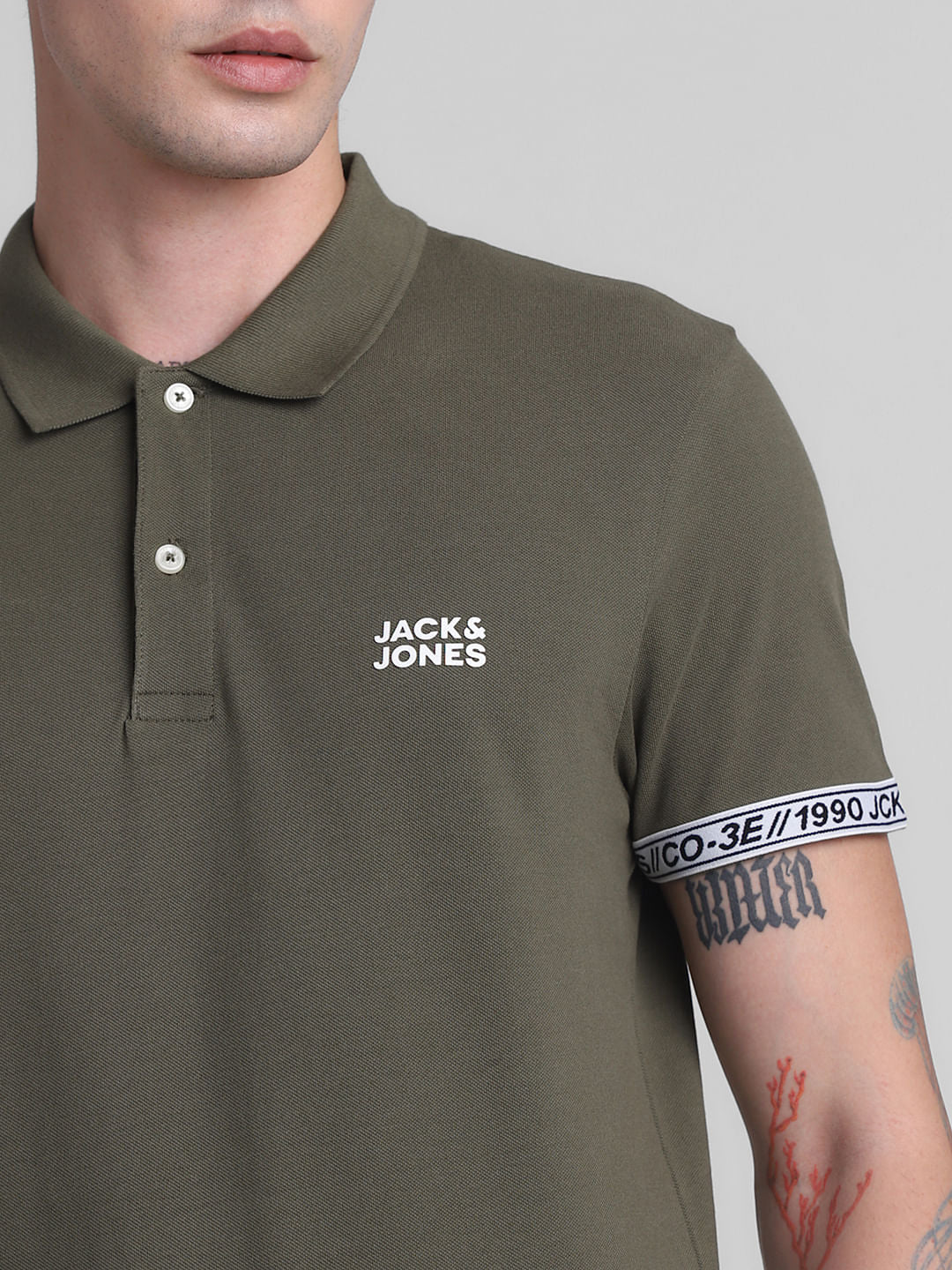 Green Logo Tape Print Polo T-shirt - Image 5