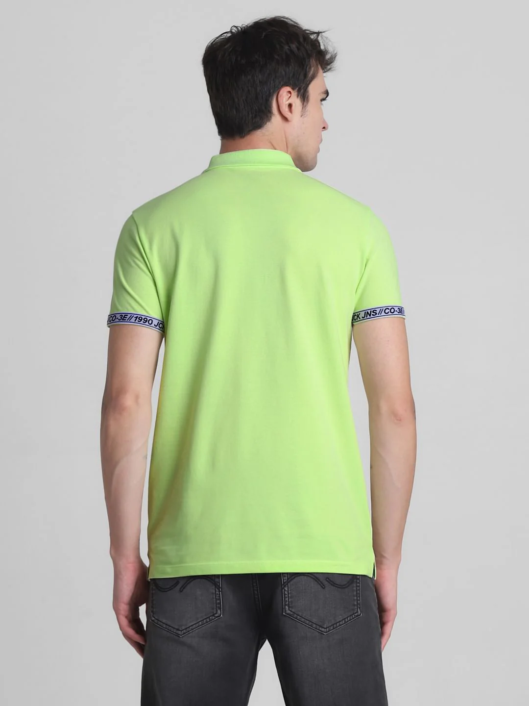 Green Ribbed Sleeves Polo T-Shirt - Image 4