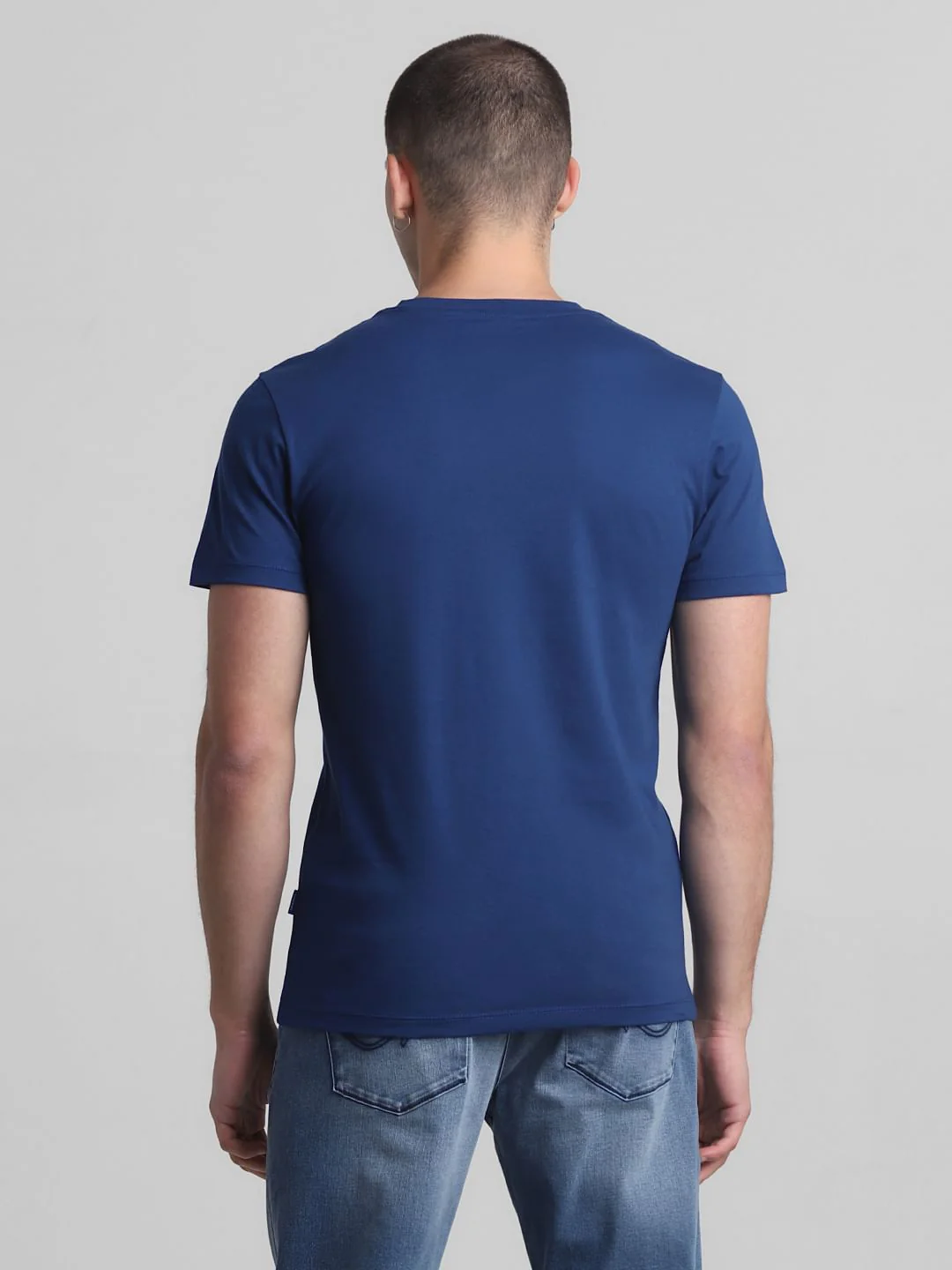 Blue Logo Print Crew Neck T-shirt - Image 4