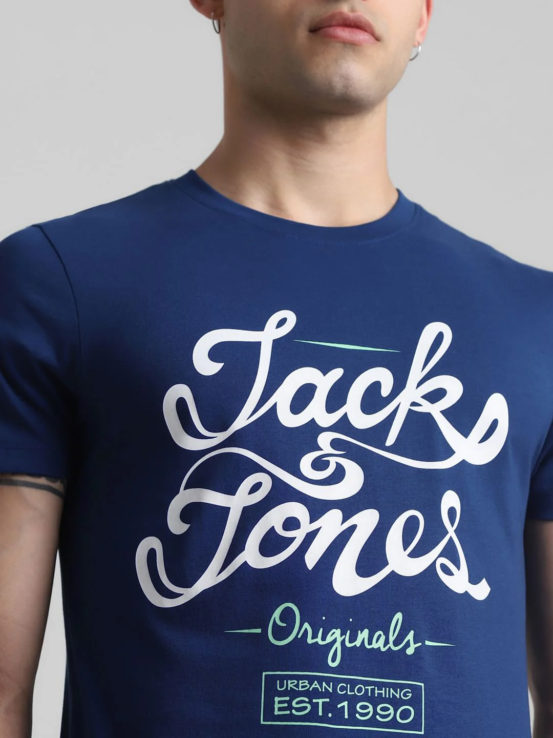 Blue Logo Print Crew Neck T-shirt - Image 5