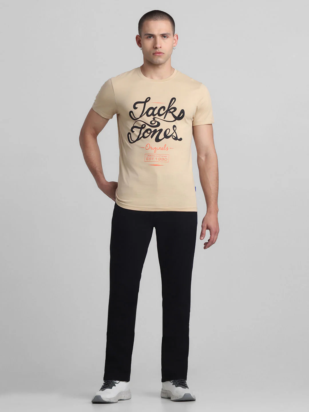 Brown Text Print Crew Neck T-shirt - Image 6