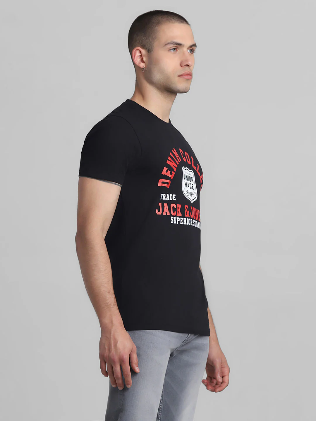 Black Graphic Print Crew Neck T-shirt - Image 3