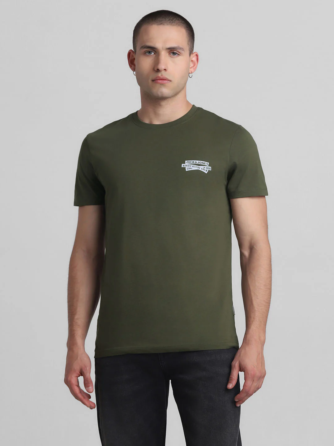 Green Cotton Crew Neck T-shirt - Image 2
